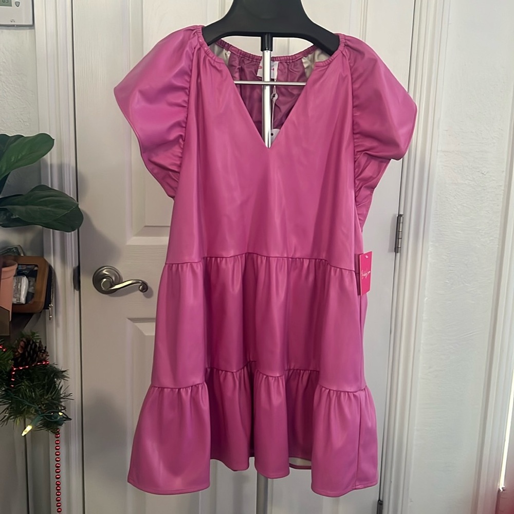 Buddy Love Dress pink faux leather size L